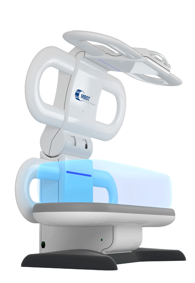 Equipo médico MBST® OsteoSpin2 utilizado en Élite Fisioterapia Zaragoza para la terapia de resonancia magnética terapéutica en lesiones articulares, óseas y musculares.
